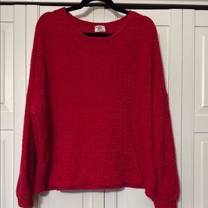 Vibrant Red Crew Neck Pullover Sweater